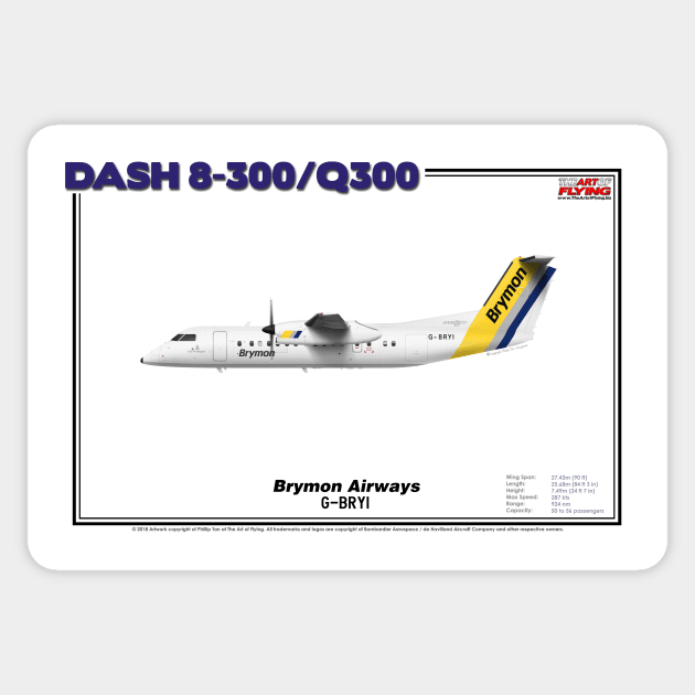 DeHavilland Canada Dash 8-300/Q300 - Brymon Airways (Art Print) Sticker by TheArtofFlying